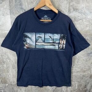 Navy blue Newport Blue graphic tee ocean fishing, American flag men's Size: L